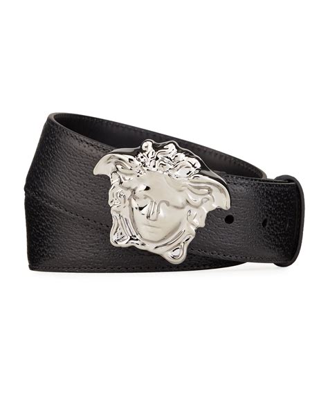 Versace Men's Leather Belt with Medusa Buckle 